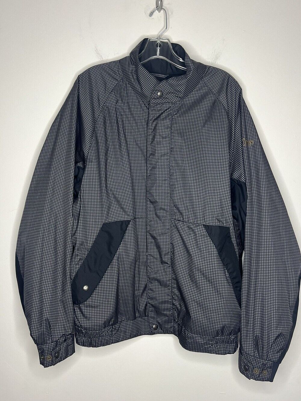 Dryjoys by Footjoy Jacket Mens Large Brown Golf Windbreaker Houndstooth FJ
